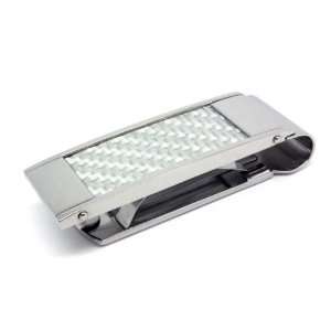  Stainless Steel Money Clip, White Carbon Fiber Top, Classy 