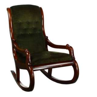   Antique Mahogany Green Upholstered Rocker Rocking Chair x  