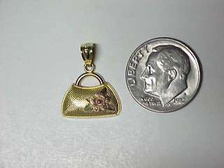 Rose and Purse 14K Gold Charm Pendant   14 KT   New  