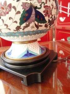 Fine Oriental Cloisonne Table Chinese Lamp Silk Shades (SOLD)  