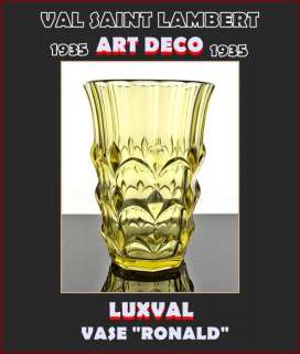 2509/BELGIAN ART DECO GLASS VASE RONALD VAL SAINT LAMBERT 1935.  