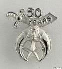   14k White Gold 50 Year Member Vintage Masonic Scimitar Crescent Pin
