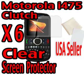 6X Clear Screen Protector for Motorola i475 Clutch Boost Mobile USA 