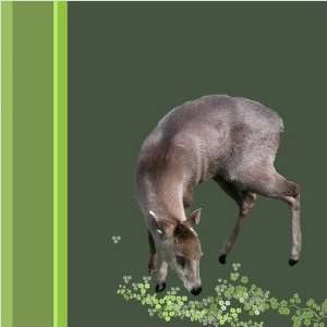 numsi WA TU GRN Animals Tufted Deer in Flowers Limited Edition Wall 