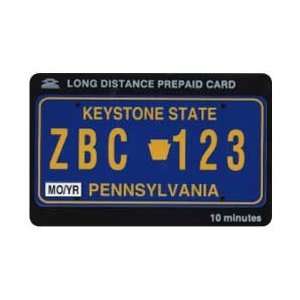   Card Pennsylvania License Plate Keystone State (Blue & Yellow) USED
