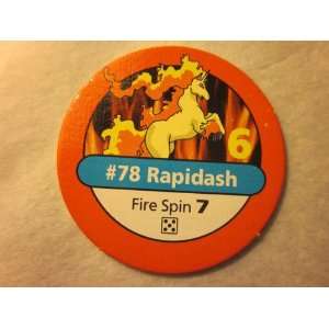 Pokemon Master Trainer 1999 Pokemon Chip Red #78 Rapidash 6 Fire Spin 
