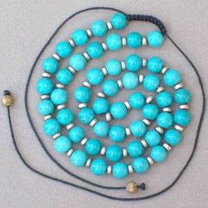 Real turquoise and silver necklace, 9mm beads, 20  