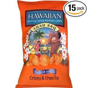 Hawaiian Luau BBQ Kettle Style Potato Chips, 8.0 Oz Bags (Pack of 15)