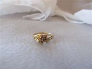 Vintage Antique 10K 12K Black Hills Gold Diamond Ring Size 6.25  