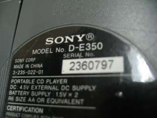 Sony D E350 Walkman Portable CD Player CD R/RW  