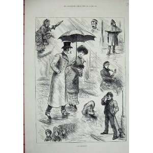  Rain Wet Afternoon People Umbrella Chimney Sweep 1882 