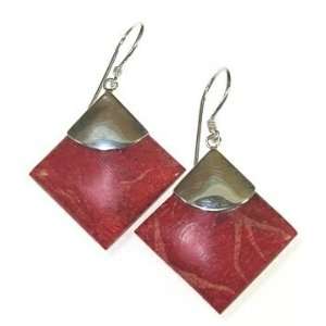  Diamond Red Coral Earrings