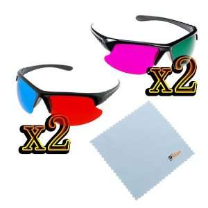  GTMax 2x 3D Red/Cyan Glasses + 2x 3D Magenta/Green Glasses 