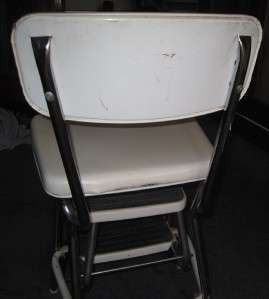 Vintage Cosco Step Stool Pull Out Steps White Retro Kitch Chair 
