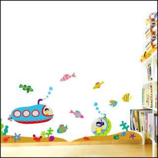 Jewelly Submarine Kid WALL ART STICKER Removable Decal  
