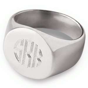    Sterling Silver Mens Monogram Top Engraved Signet Ring Jewelry