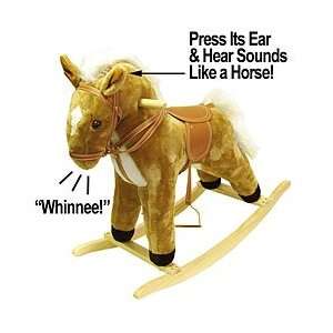  New Trademark HAPPY TRAILST Plush Rocking Horse With Sound 