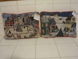 NEW TAPESTRY THROW PILLOWS NEW ENGLAND VILLIAGE NWT  