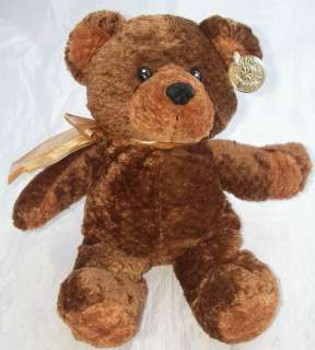 Dan Dee Plush Brown Teddy Bear Gold Bow Collectors Choice 13  