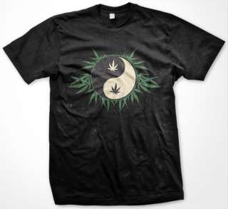 Marijuana Yin Yang Mens Pot Weed Smoking Stoner T Shirt  
