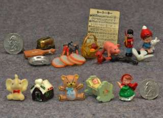 vintage miniature doll house figures basket toaster pig bunny lg lot 
