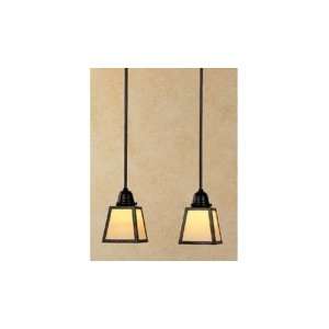  2E CR RB A Line 2 Light Island Light in Rustic Brown with Cream glass