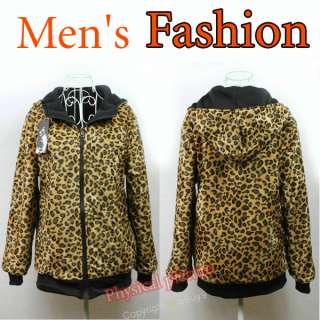   Double Wear Soft Leopard Hooded Jacket Coat Outerwear DiDi3  