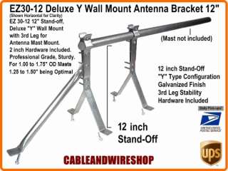 TV Antenna Mast Wall Mount Bracket 12 inch Deluxe Y 609788492450 