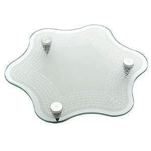 11 Inch Flower Shape Cake Plate in Clear Glass Kitchen 
