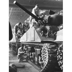  Sherman M4 Tank on Assembly at a Chrysler Plant Stretched 