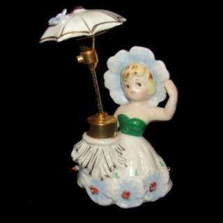 Vintage DEV Irice Lady or Girl Flower Perfume Bottle w Umbrella  