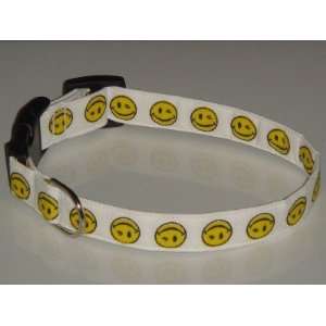  White Yellow Happy Wink Smiles Smiley Faces Dog Collar X 