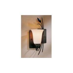   Forged Leaf 1 Light Wall Sconce in Dark Smoke with Soft Amber glass