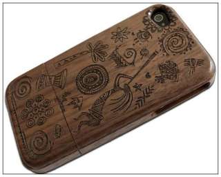   Wood Carving Wooden Hard Back Case F iPhone 4 4S AT&T Verizon  