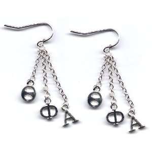    Theta Phi Alpha Sorority Silver Dangle Hook Earrings Jewelry