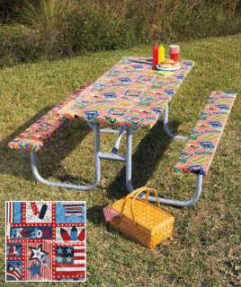   Table & Bench Covers, Elastic Edges, Vinyl Tablecloth, Festive  
