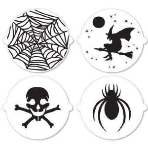   of 4 Skull & Crossbones, Spider Web, Witch & Spider