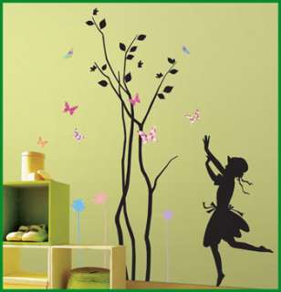 wall decor paper decals stickers stick girl tree butterfly art paper