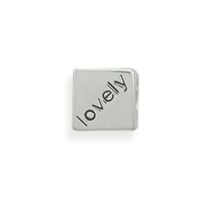 Sterling Silver Charm Bracelet Bead with the word Lovely   Compatible 