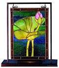 Water Lily Tiffany Sty Stained Glass Table Window Panel