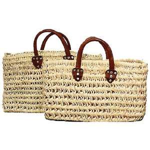  Moroccan Straw Summer Beach / Shopper / Tote Bag Set of 2 
