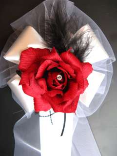 10pc Bouquet package wedding silk flowers Centerpieces RED BLACK WHITE 