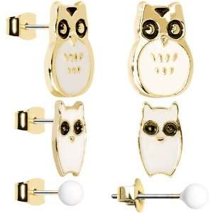  What a Hoot White Owl Stud Earring Set Jewelry