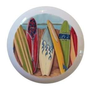  Surfboards Blue Flames Ceramic Cabinet Drawer Pull Knob 
