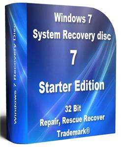 Windows 7 Starter Edition 32 Bit Boot Disc, Start Up Repair, BackUp 