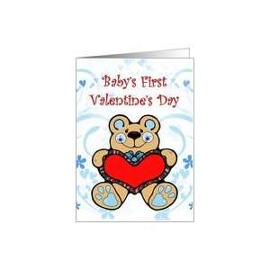  Babys First Valentines Day Boy Teddy Bear holding Heart 