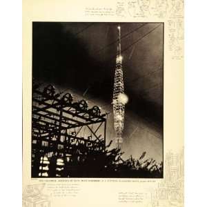  1938 WLW Radio Antenna Transmission Tower B/W Print 