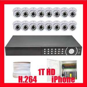  16 Channel H.264 DVR with 16 x 1/3 CMOS CCD Security Camera, 600 TV 