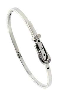 Sterling Silver Belt Buckle Bangle Bracelet 1/8 inch (4mm) wide