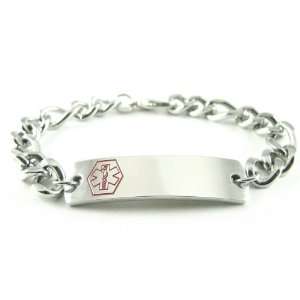     Mens Stainless Steel Medical Bracelet, Thick Curb Chain Jewelry